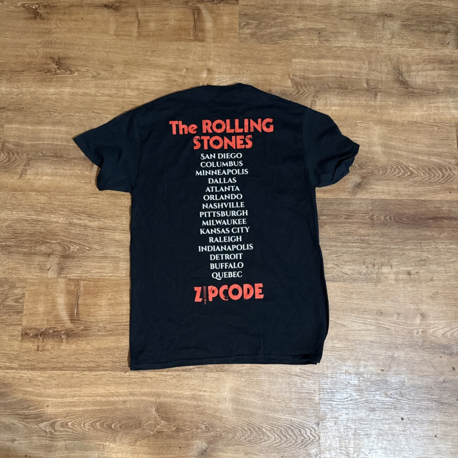 Rolling Stones Zip Code Tour 2015 Tee Black T-Shirt Double Sided