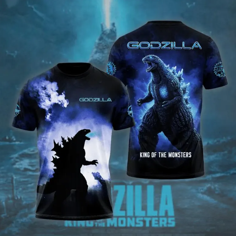 Godzilla King Of Monsters 3D Kaiju Shirt, Monster Graphic Tee, 3D All Over Print Gift