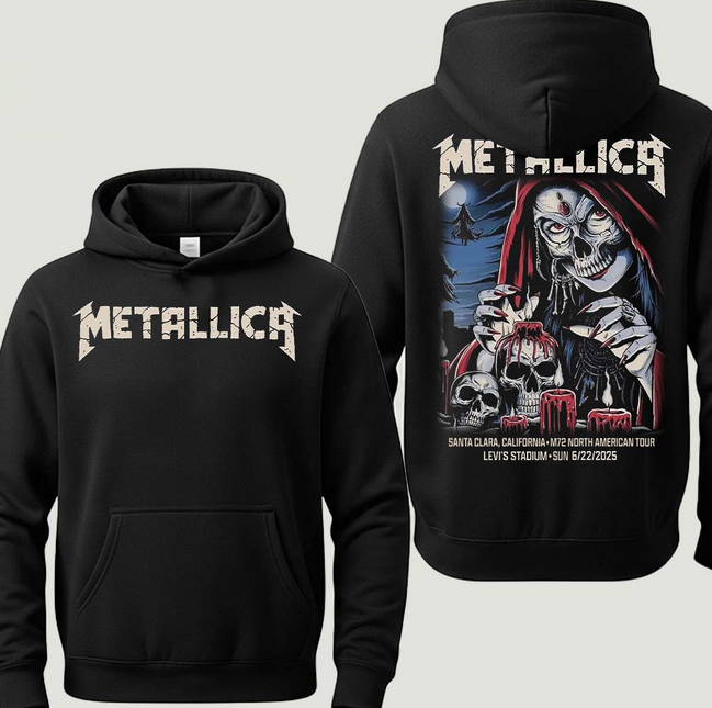 (2 sided)metallica hoodie Rock Music  Night 2 Merch Hoodie M72 Santa Clara 2025 Art By Brandon HeartShow In Santa Clara At Levi’s Stadium On June 22nd T-Shirt Hoodie