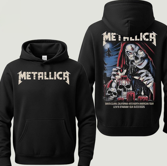 (2 sided)metallica hoodie Rock Music  Night 2 Merch Hoodie M72 Santa Clara 2025 Art By Brandon HeartShow In Santa Clara At Levi’s Stadium On June 22nd T-Shirt Hoodie
