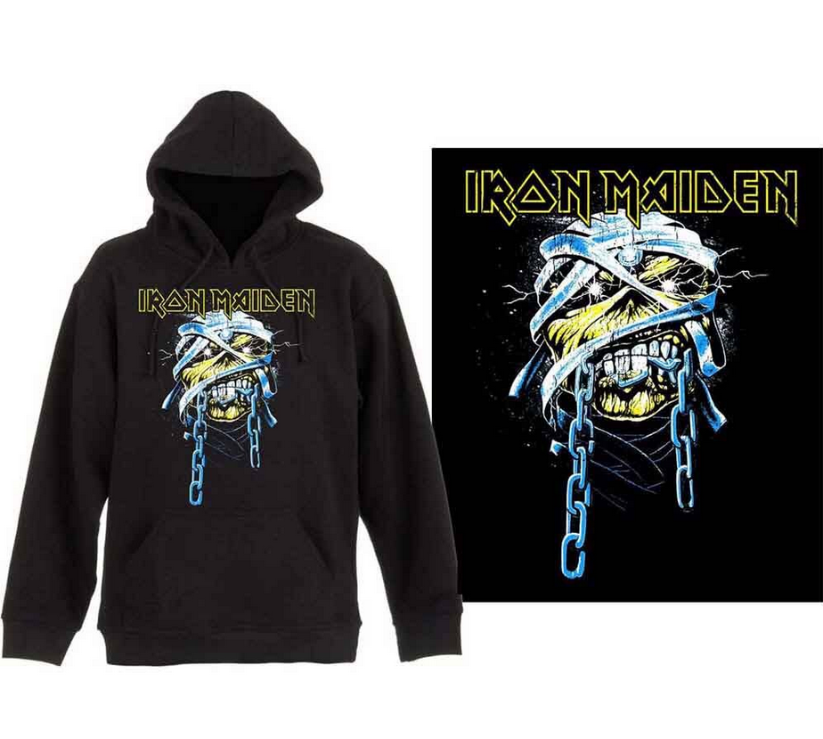 Iron Maiden Hoodie  Men's Powerslave Head Hoodie Black