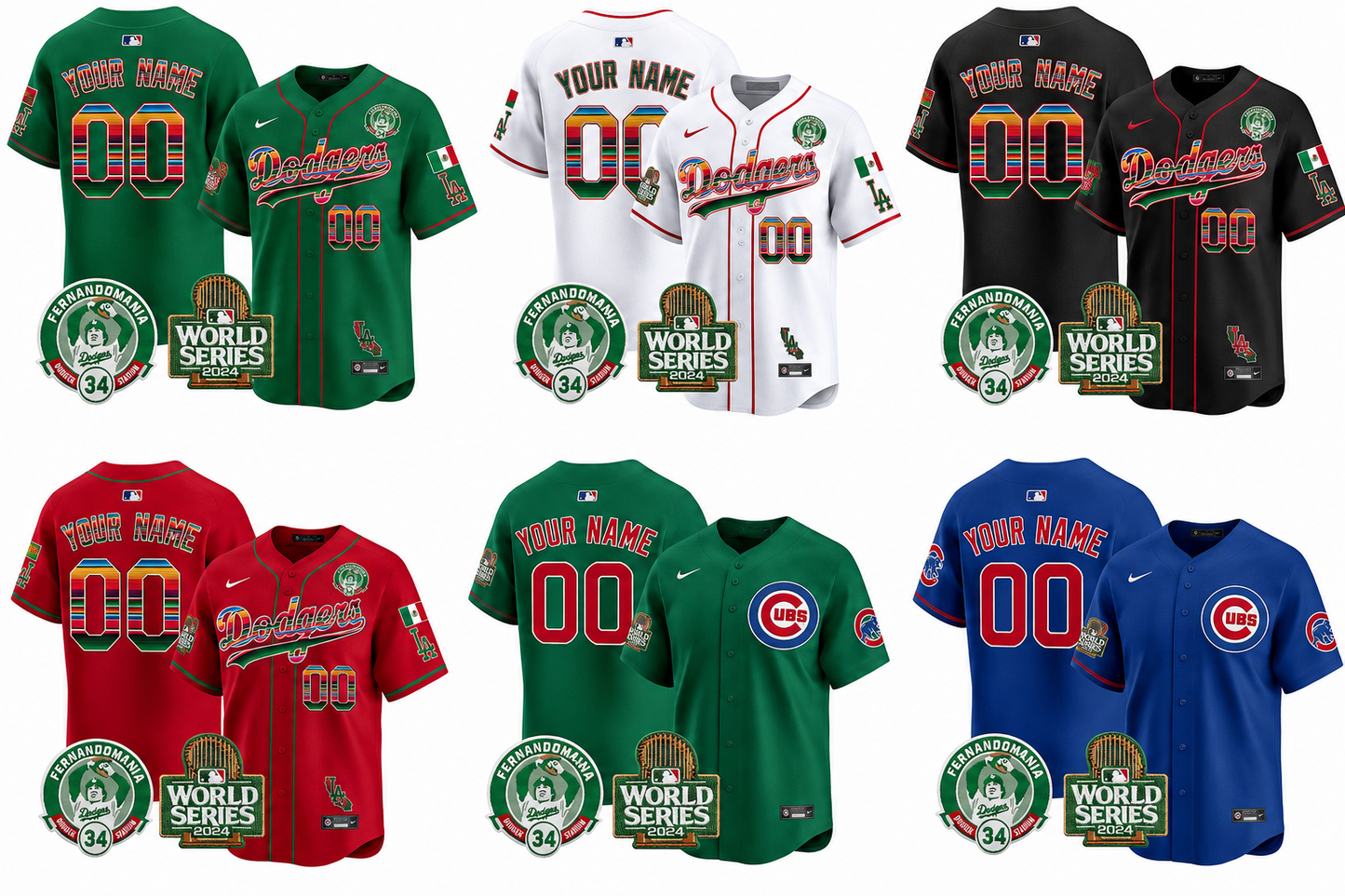 Dodgers Mexico Fernando Valenzuela & 2024 World Series Patch Vapor Premier Limited Custom Jersey - All Stitched