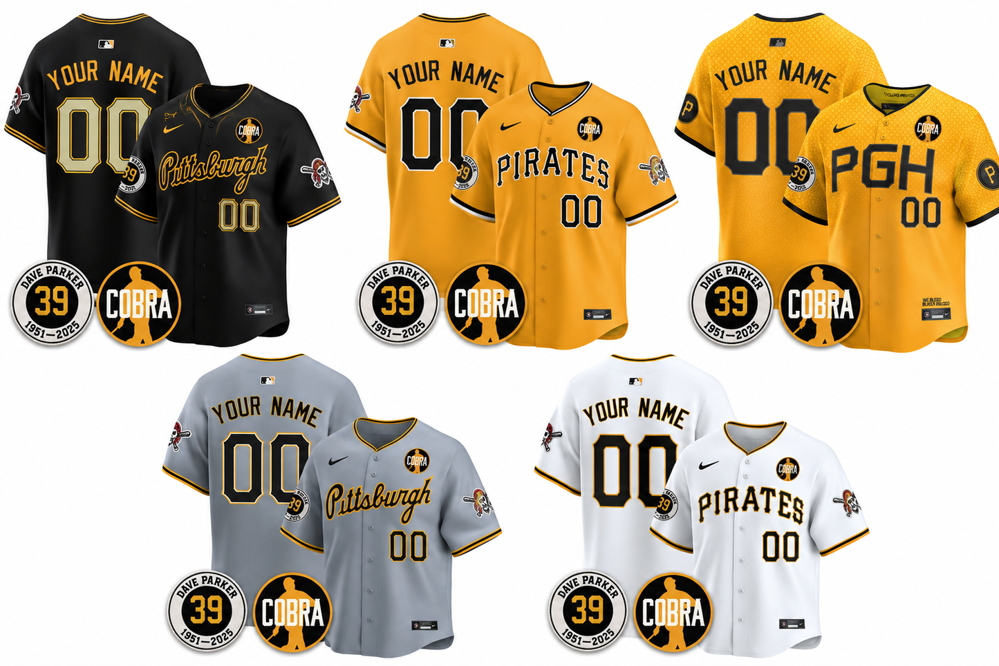 Custom Pittsburgh Pirates Memories Dave Parker Jersey- COBRA Patch - All Stitched