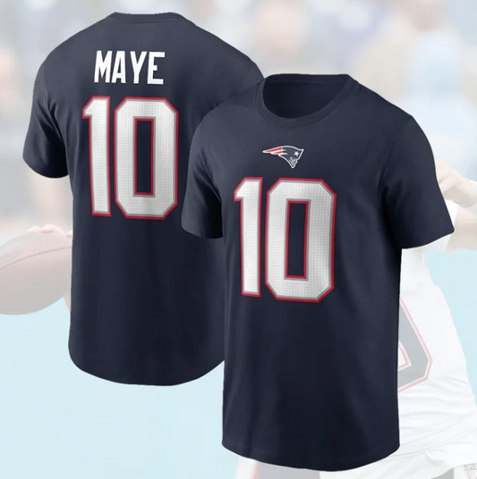 Drake Maye 10 New England Patriots Shirt Name Number Football Tee