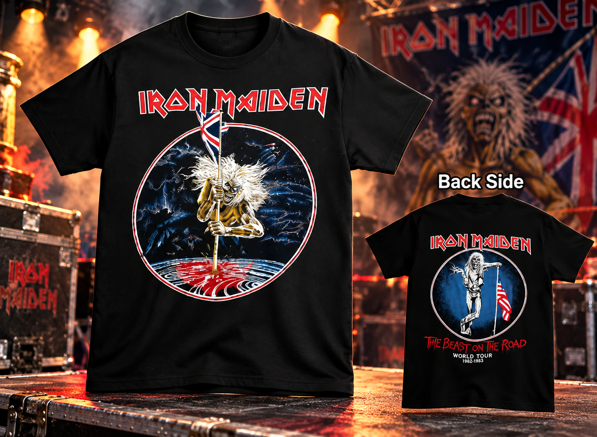Iron Maiden The Beast On The Road Tour 1982 Double-Sided Shirt