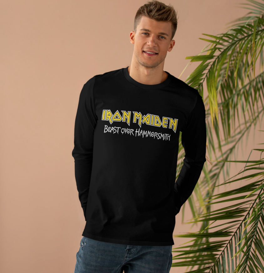 Iron Maiden Beast Over Hammersmith 1982 Long Sleeve Shirt Double Sided Vintage Heavy Metal Band Tee
