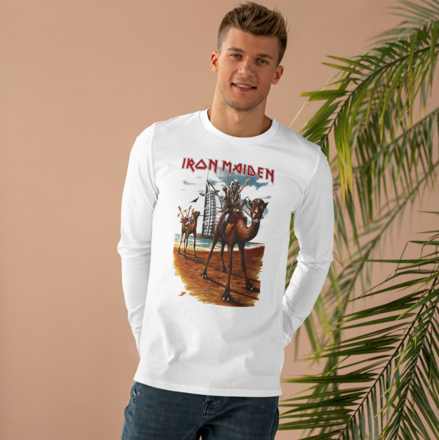Iron Maiden Dubai 2007 Tour Long Sleeve Shirt Double Sided Vintage Heavy Metal Band Tee
