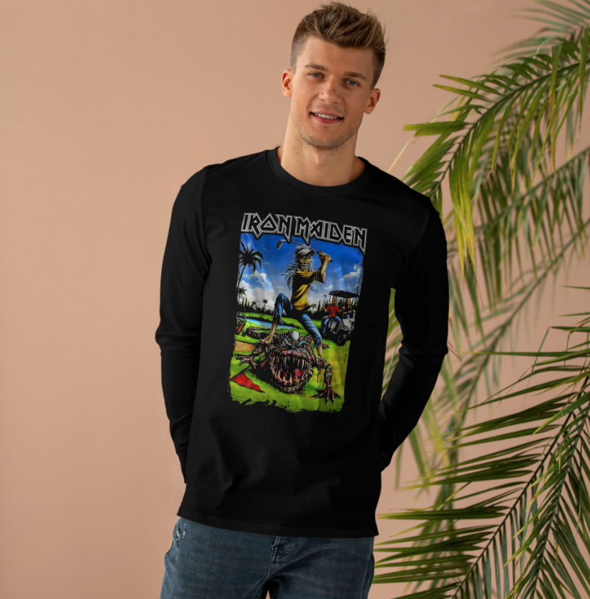 Iron Maiden Eddie Landscape Long Sleeve Shirt Double Sided Heavy Metal Band Tee