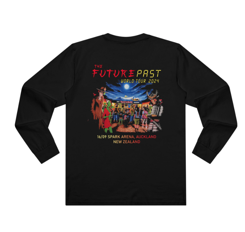 Iron Maiden Future Past Tour 2024 New Zealand Long Sleeve Shirt Double Sided Heavy Metal Band Tee
