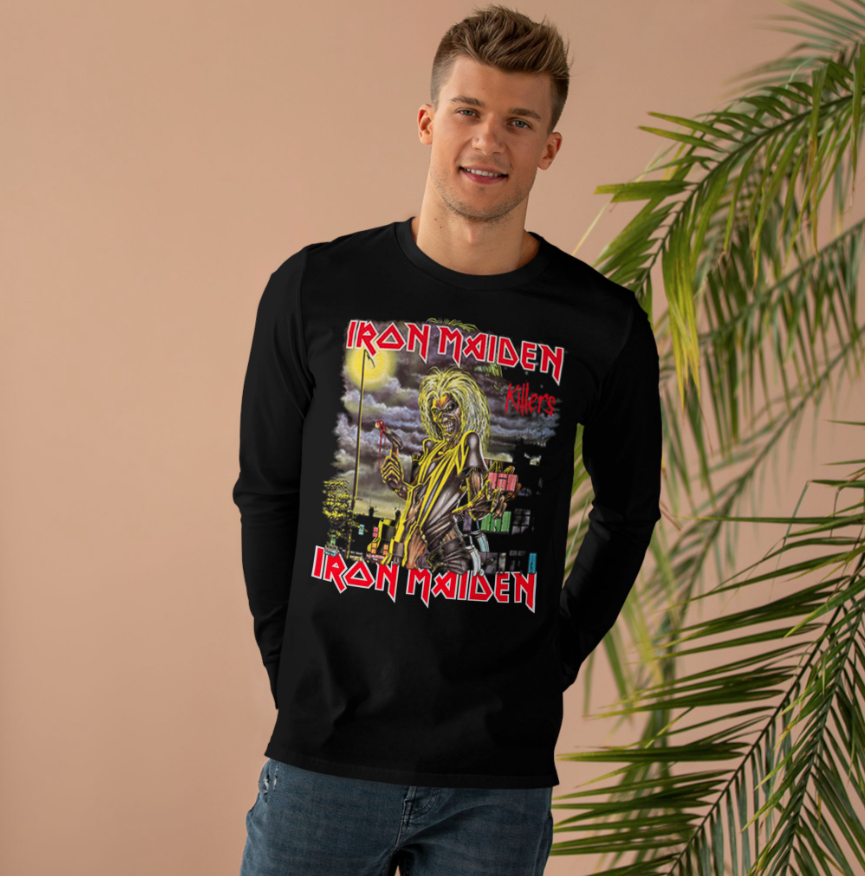 Iron Maiden Killers Album Tracklist Long Sleeve Shirt Double Sided Vintage Heavy Metal Band Tee
