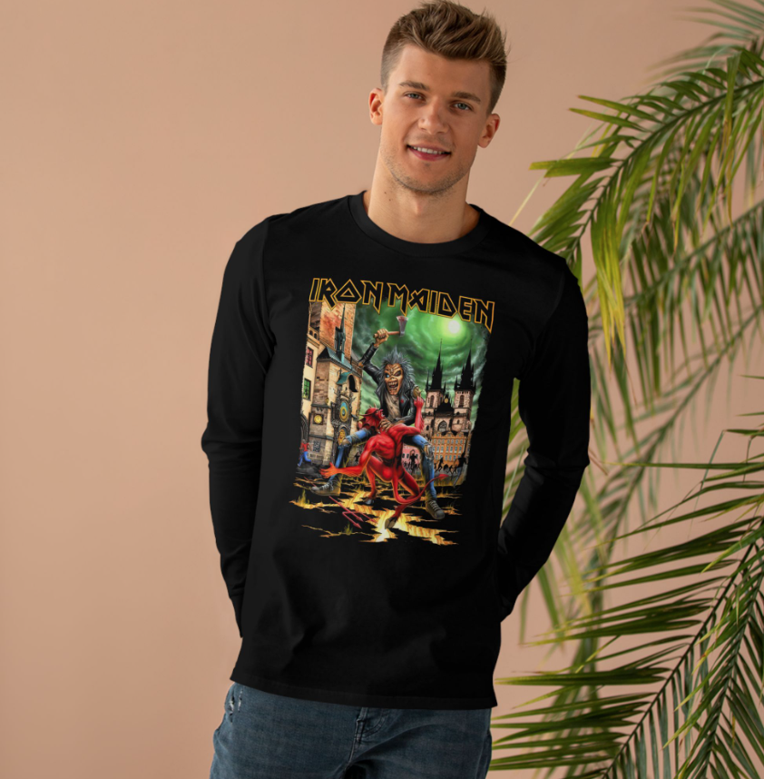 Iron Maiden Prague May 31 Run For Your Lives Long Sleeve Shirt Double Sided Event Tour Tee