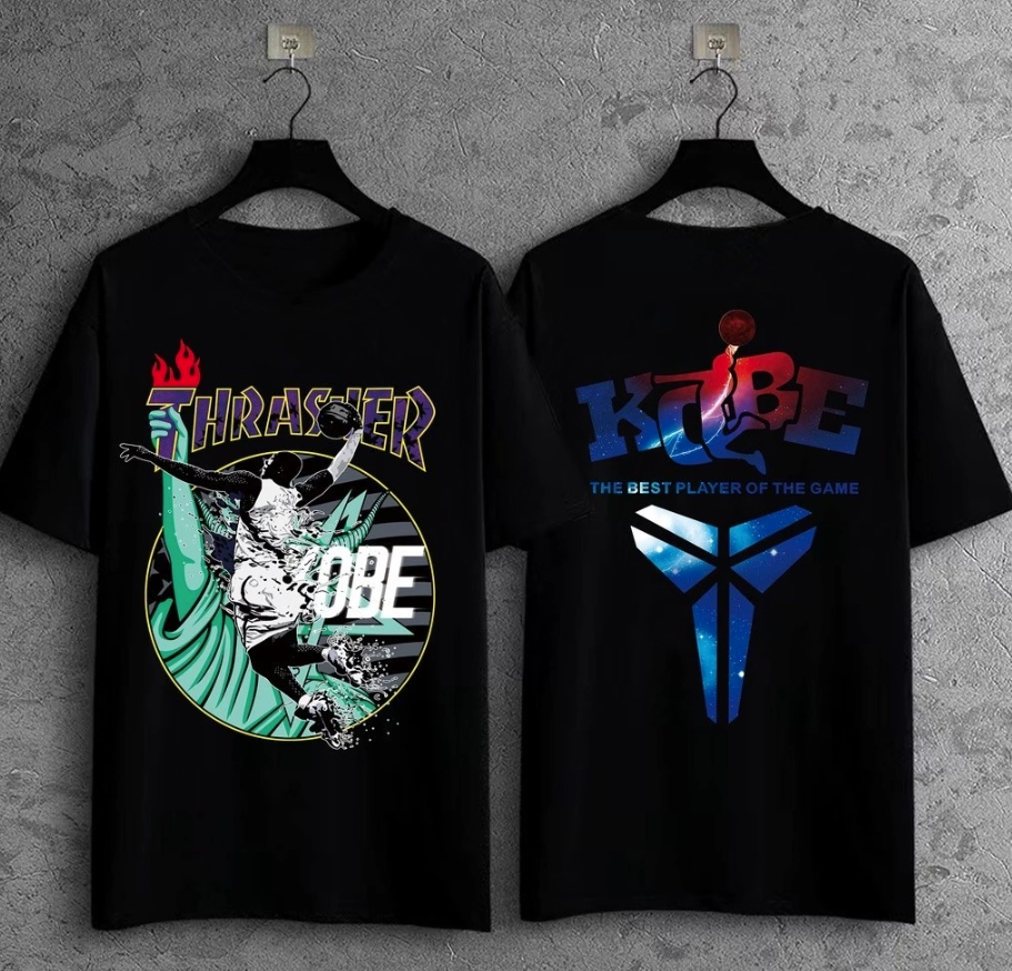 Kobe Bryant Black Mamba Graphic Shirt Thrasher Style NBA Streetwear Tee