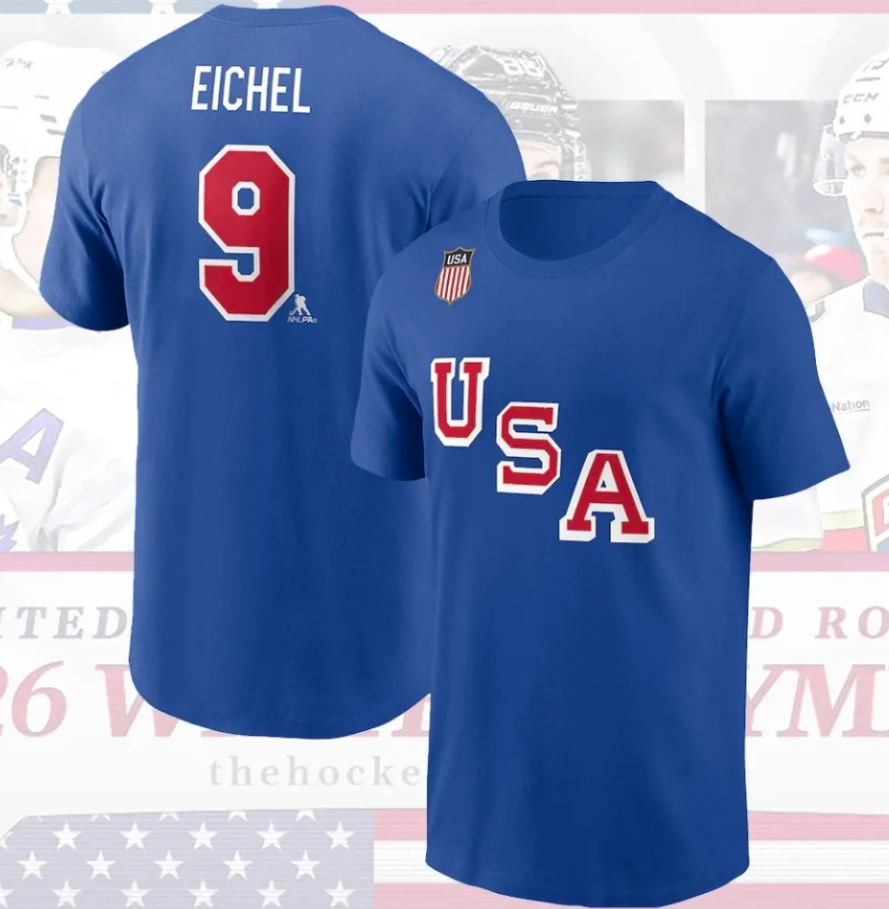 USA Hockey 2026 Shirt Name Number Vintage Ice Hockey Tee