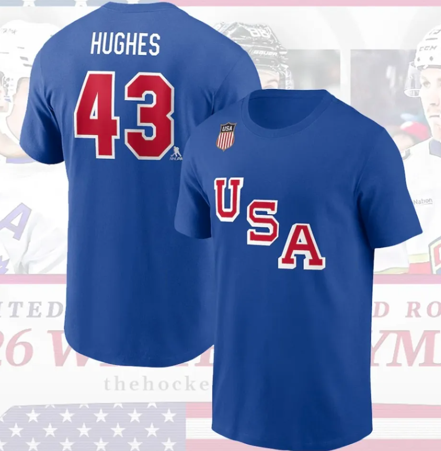 USA Hockey 43 Shirt Name Number Ice Hockey Fan Tee