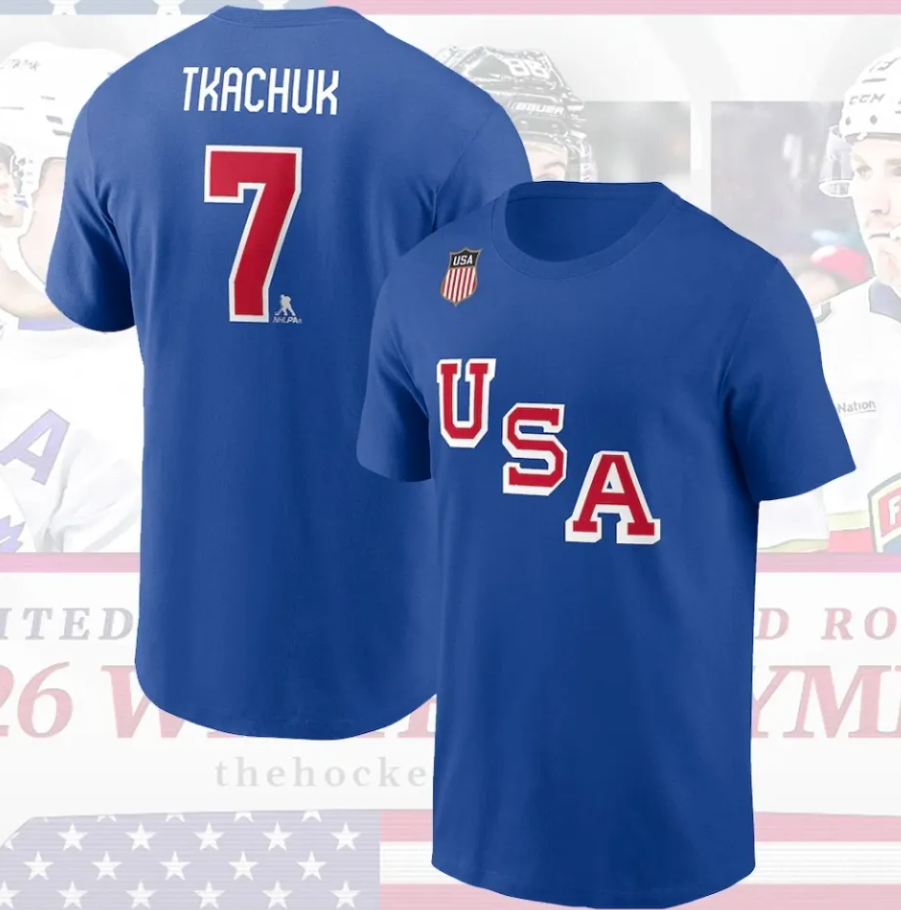 USA Hockey Team 2026 Shirt Name Number Ice Hockey Fan Tee